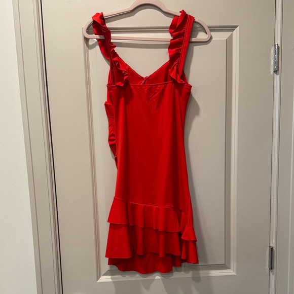 Express Red Ruffle-Trim Mini Dress - Picture 2 of 2